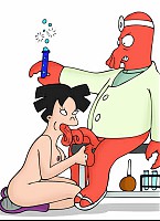 Amy sneaks into Doc Zoidberg's lab and discovers him conducting some naughty sex experiments. His crustacean cock turns the sexy asian girl on