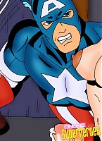 WonderWoman sucking Captain America and getting cumshot sprayed